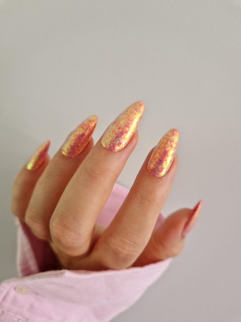 Platinum Orange Iridescent Flakes